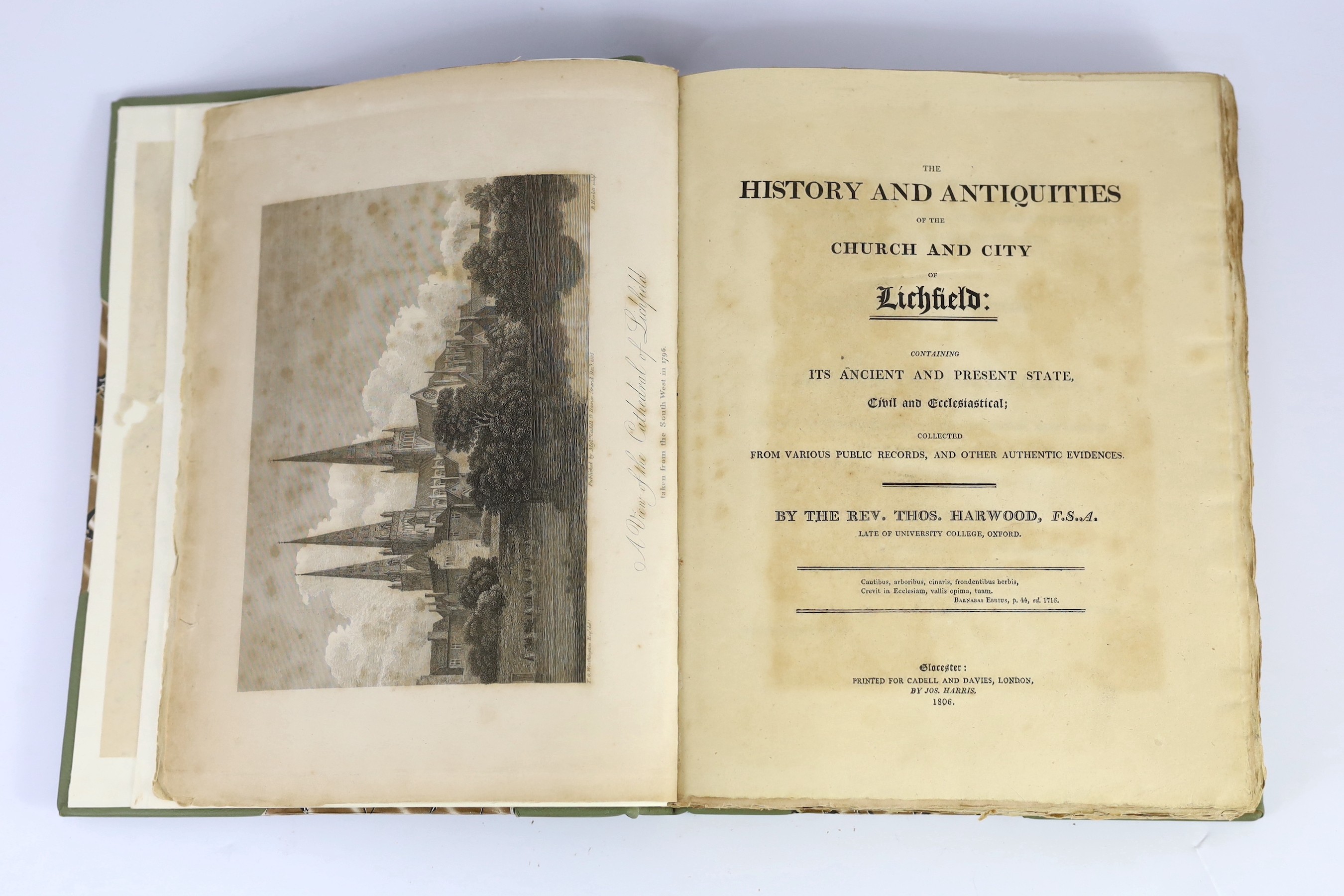 STAFFORDSHIRE: Harwood, Rev. Thomas - The History and Antiquities of the Church and City of Lichfield ... 7 plates (1 folded), 2 plans, a folded table, and some text engravings